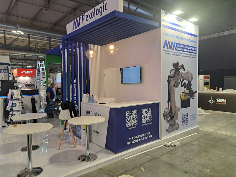 Stand fieristico Flexologic alla fiera Print4All: allestimento innovativo per azienda di stampa di precisione - 0